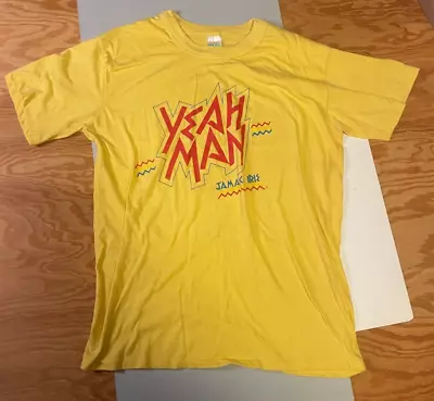 Vintage JAMAICA IRIE  YEAH MAN  Yellow T Shirt L OCEAN • $14.99