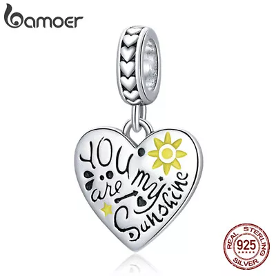 BAMOER European 925 Sterling Silver DIY Charm Enamel Love Tag Bead  For Bracelet • $10.50