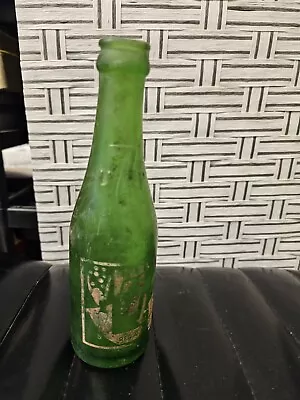 Vintage 7 UP Error Green Glass Bottle Old And Strange Deformation  • $75