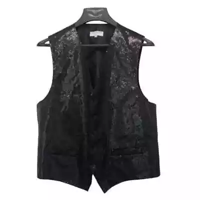 Men's XL Glittery Sequin Black Vest Party Show Performance Tuxedo Waistcoat EUC • $25