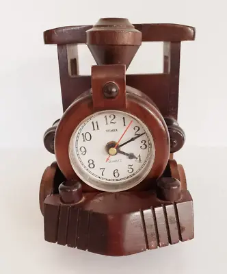 Desk Clock Steam Engine Train Canadian Maple Stimex Quartz Japan Movement • $10.99