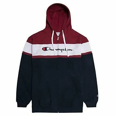 Champion Big And Tall Mens Color Block Full Zip Hoodie With Embroidered Logo • $38.99