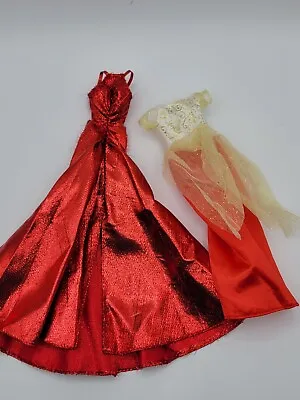 Lot Barbie Model Muse Doll Outfit Holiday Ball Gown Red Metallic Tinsel Dress • $15