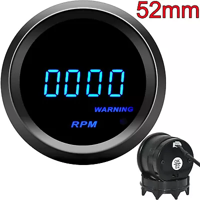 2  52mm Blue Digital LED 0-9999 RPM Tachometer Tacho Gauge Meter For Car Truck   • $19.22