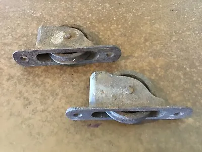 2 Antique Window Sash Weight Pulleys Rope Rollers ~ Rusty • $10