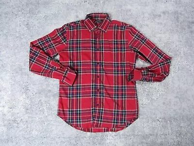 Zara Shirt Mens M Man SuperSlim Fit Dress Red Plaid Long Sleeve Button Up Casual • $18.99