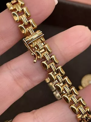 14K Gold Vintage Estate Bracelet Italy Geometric Link • $1050