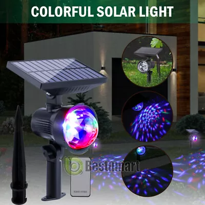 Solar Colorful 360° Rotating LED Projector Light Outdoor Garden Decors Lawn Lamp • $23.75