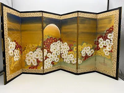 Antique Japan Hand Painted Small Byobu Folding Screen Kinsen Kubota Meiji 1900s • £694.39