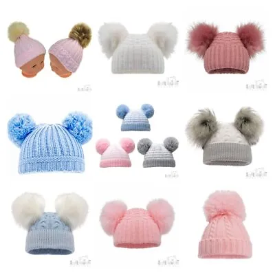 Baby Hats For Girls Boys Winter With Big Pom Poms Wooly Bobble Spanish Gypsy Hat • £5.35