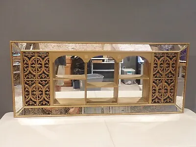 Vintage MCM Mid Century Modern Retro Gold Mirrored Shadow Box Wall Shelf • $249.93