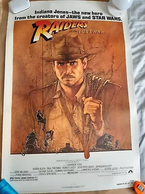 Raiders Of The Lost Ark Poster One Sheet Folded Single SS Circa 27 X 41” Linen • £600