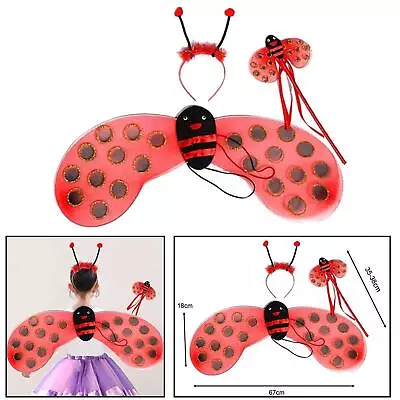 Ladybird Costume Kids Girls Wings Headband Ladybird Dress Up Halloween Costume • £6.42