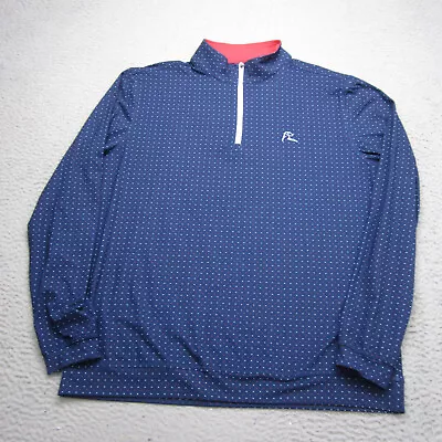 Rhoback Sweater Mens Large Blue Geometric Quarter Zip Performance Golf USA Flag • $99.99