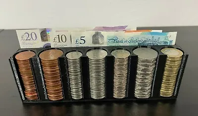 Coin Cash Note Money Organiser Mini Storage Box Holder Sorter Savings Wallet Bk • £9.99