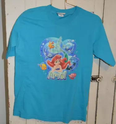 Girl's Vintage Disney Store Ariel Short Sleeve T-shirt Turquoise 7/8 • $20