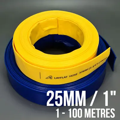 £1.26 • Buy 25mm Layflat Hose PVC Flood Drainage Discharge Submersible Pump Blue Yellow