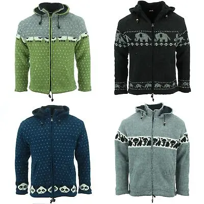 Wool Knit Animal Cardigan Fleece Hoodie Coat Jacket Knitted Sheep Elephant Panda • £69.90