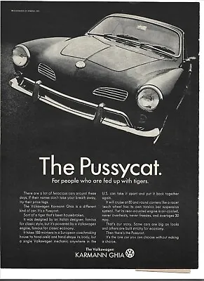 Original 1966 Volkswagen Karmann Ghia Print Ad:    The Pussycat  • $4.95