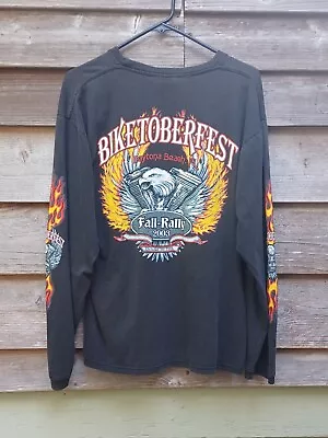 Vintage Biketoberfest Long Sleeve T-Shirt Daytona Beach 2003 Eagle Flames • $12.99