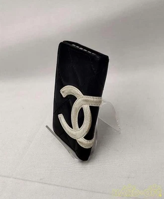 $139.58 • Buy Authentic CHANEL Cambon Leather Key Holder Black White Inside Pink