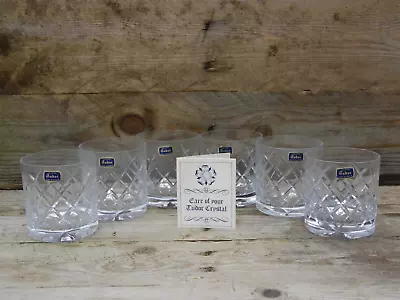 6x Vintage Heavy Tudor Full Lead Crystal Cut Whiskey Glasses New Old Stock Boxed • £48