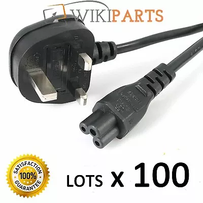 £189.99 • Buy 100 X Original 3 Pin Clover Leaf Laptop Charger Main Power Cable Lead Cord UK