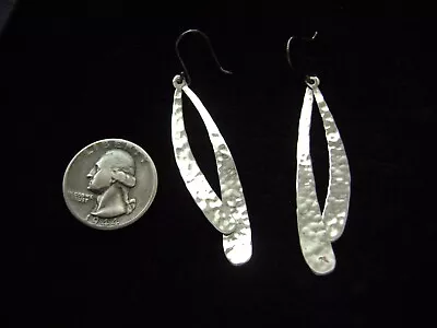 Mexican Sterling Silver Hammered Dangle Earrings • $25