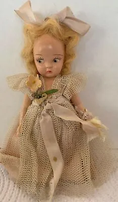 $14.24 • Buy Vintage Virga Doll 5.5  Plastic Jointed Painted Eyes Pink Satin Netting 