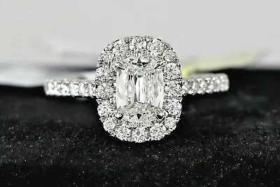 A.Jaffe 14K White Gold 1.39ct GIA SI1 Cushion Diamond Halo Engagement Ring Sz 6 • $5500