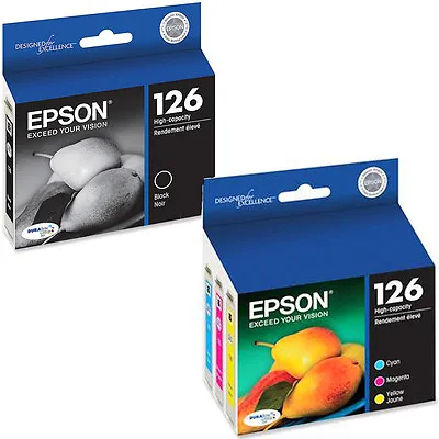 4 Pk Genuine Epson Ink 126 T126520 T126120 Workforce 60 630 633 635 840 NX430 • $49.89