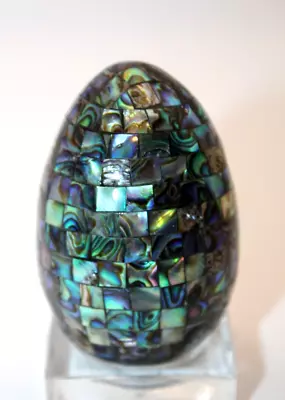 Vintage Abalone Inlayed Mosaic Mother Of Pearl Easter Egg Decorative 2 1/4-inch • $9.99