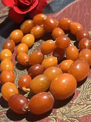 Antique Art Deco Natural Orange Baltic Butterscotch Amber Beads Necklace 15” 16g • $188.80