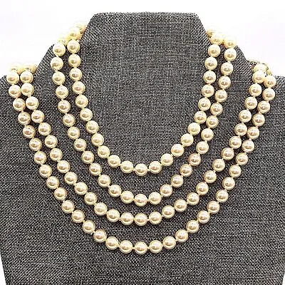 1970s 60  MONET Vintage Oyster Cream Knotted Glass Pearl Necklace-Rare-Unworn! • $39.95