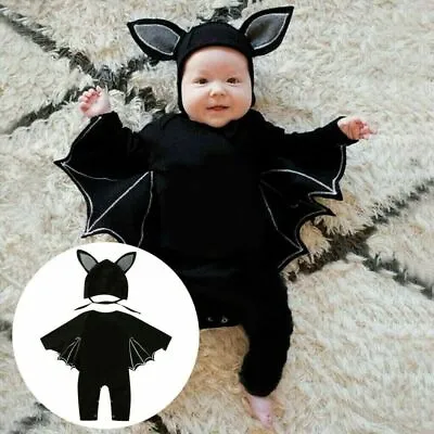 Infant Baby Halloween Cosplay Bat Jumpsuit Costumes Boy Girl Halloween Clothing • £8.86