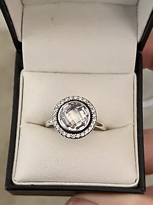 $55 • Buy Authentic Pandora Brilliant Legacy Clear Chequerboard CZ Sterling Silver Ring 54
