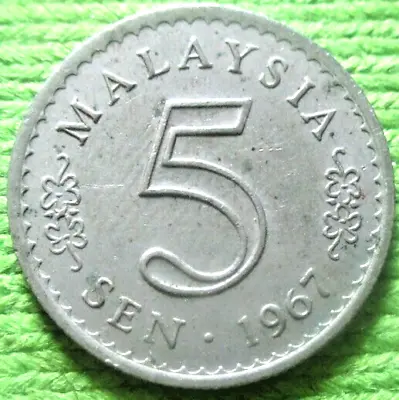 1967 Malaysia  5 Sen Coin -  # 143`/2/24 • $1.93