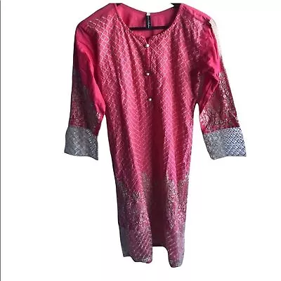 India Collection Women's Coral Pink And Gold Tunic Top • $10