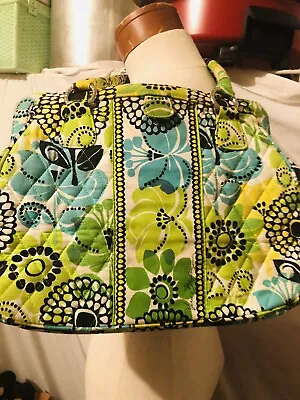 Vera Bradley Limes Up Green Black Floral Lg Handbag Purse • $14.95