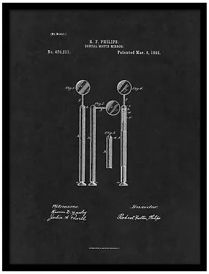 SpotColorArt PATENT150079BK-79BK 1892 Dentist Dental Mouth Mirror 7  X 9  • $9.93