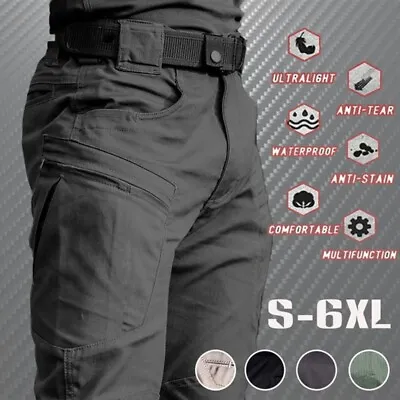 Mens Waterproof Tactical Work Trousers Cargo Pants Combat Fishing Hiking Outdoor • $25.82