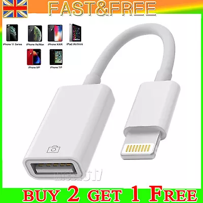 USB 3.0 Female To IOS Pina Male OTG Adapter Cable Camera For  IPhone IPad Air • £3.83