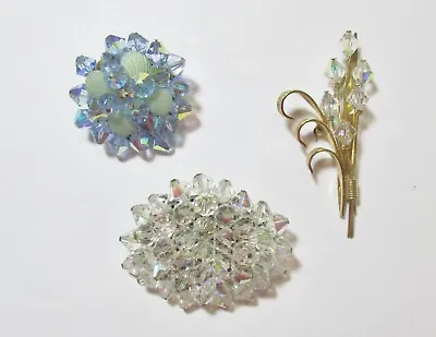 Vintage Pretty Lot All AB Glass Bead Pins Brooches • $14.99