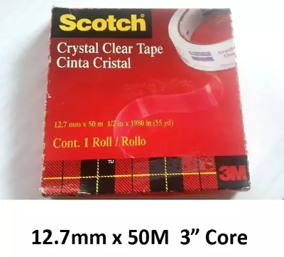 3M  Scotch  Crystal Clear Sticky Tape 12.7mm X 50m  Boxed Permanent  28E065  176 • $24.88