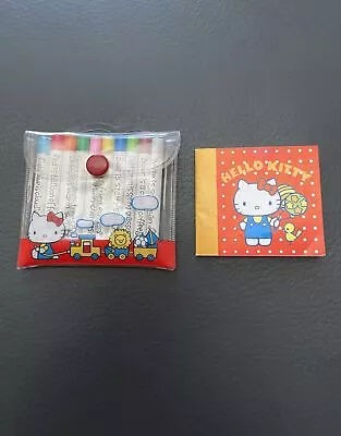 VTG Sanrio Hello Kitty Mini Colored Pencils Vinyl Case & Notebook 1976 Japan GUC • $34.99