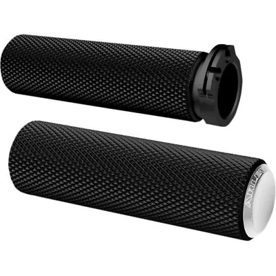  Arlen Ness Chrome Knurled Fusion Grips For Harley With Dual Cable Throttle  • $64.95