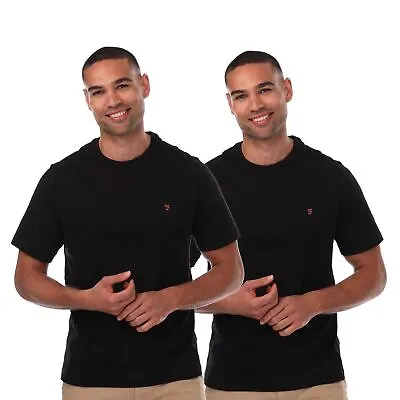 Men's Cotton T-Shirts Farah Dani 2 Pack Regular Fit Short Sleeve In Black • £14.99