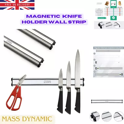 Magnetic Small Knife Holder Wall Mounted Kitchen Utensil Rack 32cm Long Strip Uk • £8.95