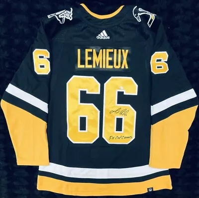 Mario LEMIEUX Signed Pittsburgh Penguins  5X CUP CHAMPS Pro Adidas Jersey *RARE* • $3499