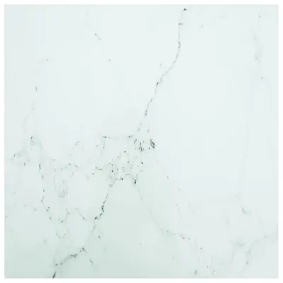 VidaXL Table Top White 70x70 Cm 6 Mm Tempered Glass With Marble Design • £55.64